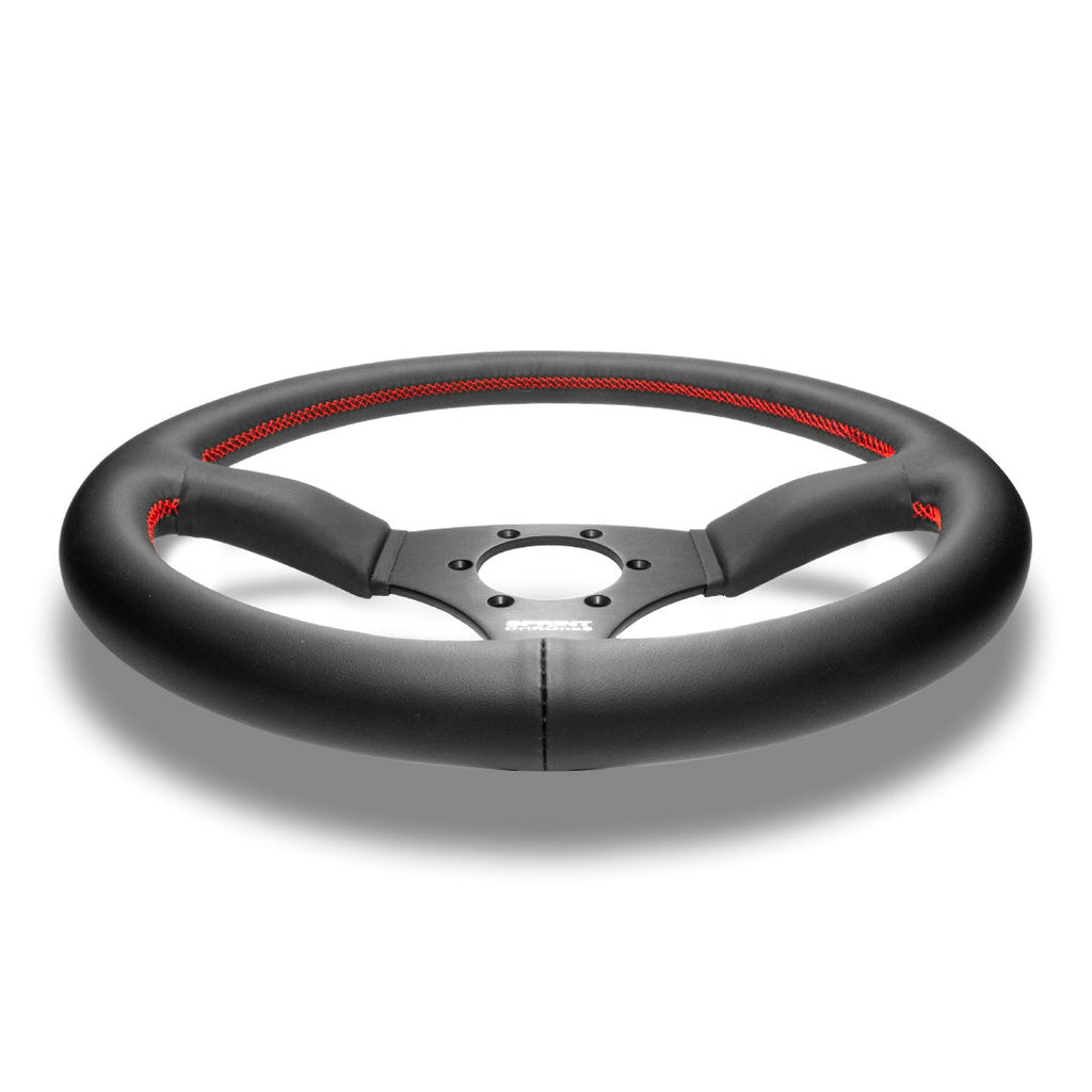 ATC Sprint DriftOne$ Steering Wheel - Black Leather Black Spokes 345mm