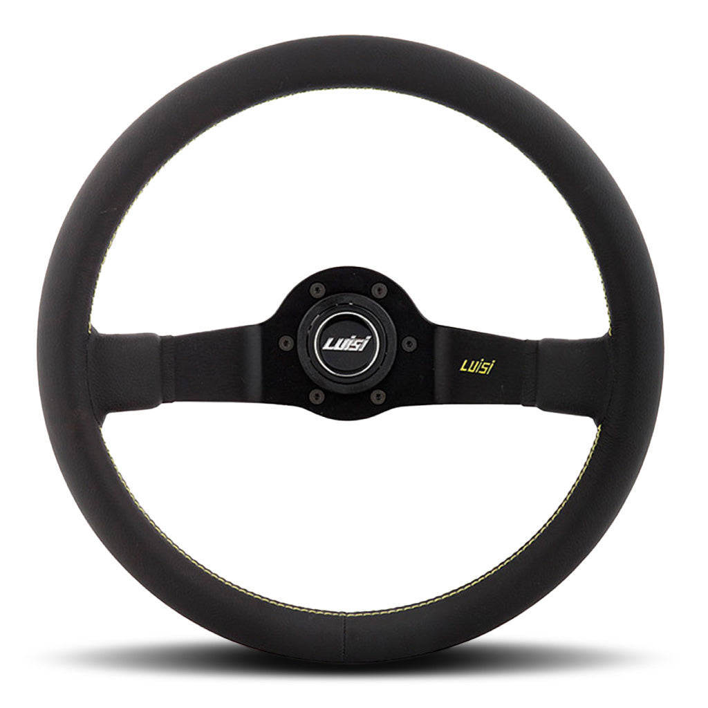 Luisi Jet Two Spoke Steering Wheel - Black Leather Black Spokes 350mm