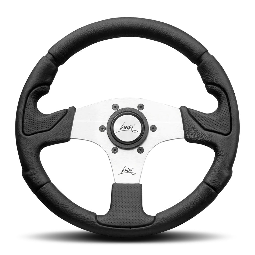 Luisi Kobra Steering Wheel - Black Polyurethane Silver Spokes 320mm