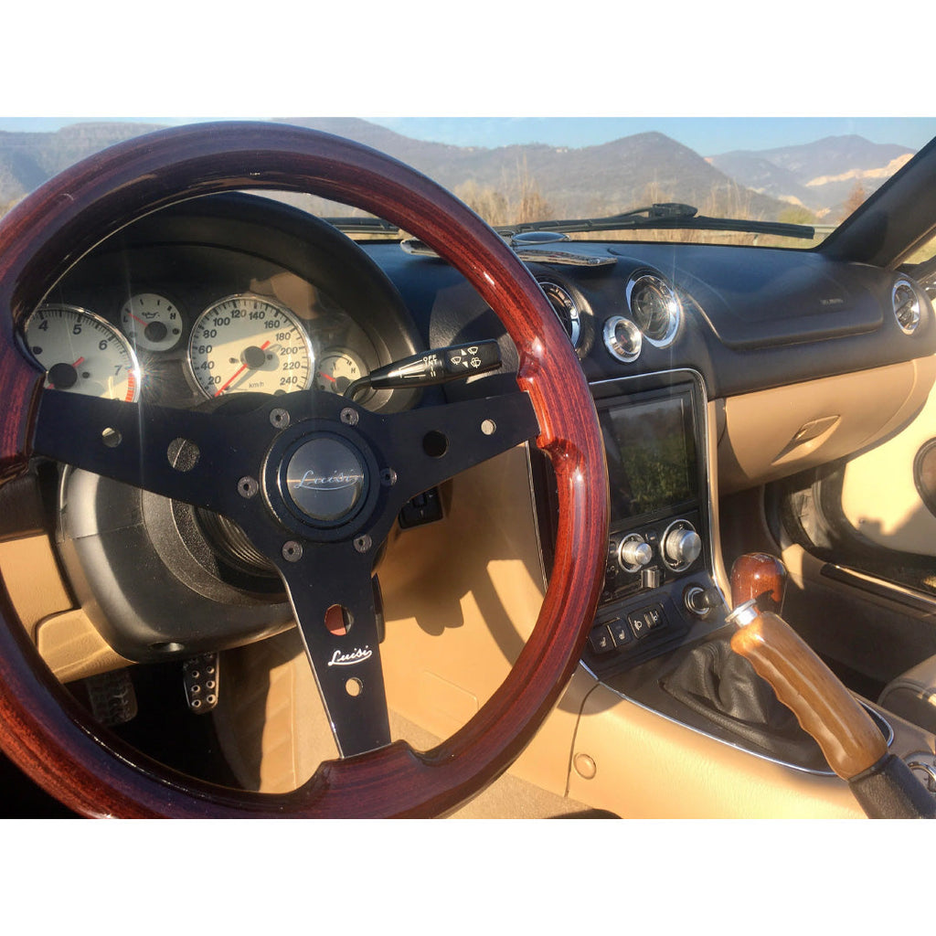 Luisi Montreal Steering Wheel - Mahogany Wood Black Spokes 340mm