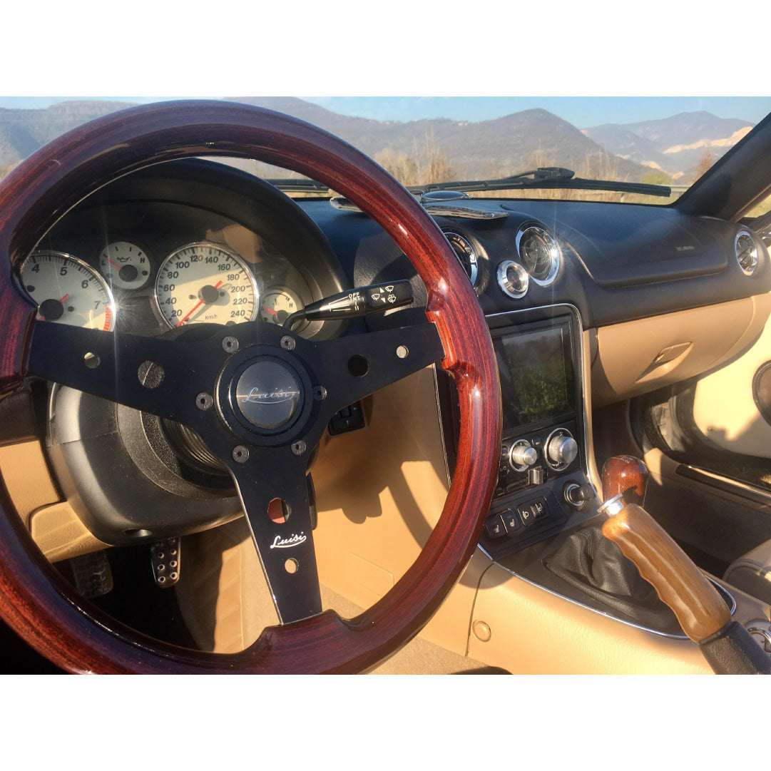 Luisi Montreal Steering Wheel - Mahogany Wood Black Spokes 340mm