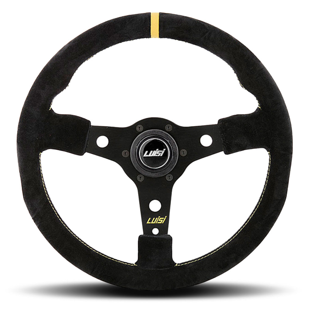 Luisi Racing Corsa Steering Wheel - Black Shammy Leather Black Spokes 350mm