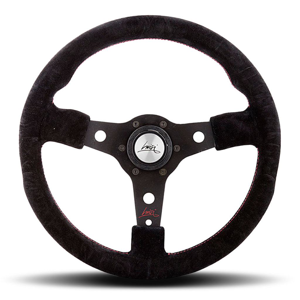 Luisi Racing Steering Wheel - Black Shammy Leather Black Spokes 350mm