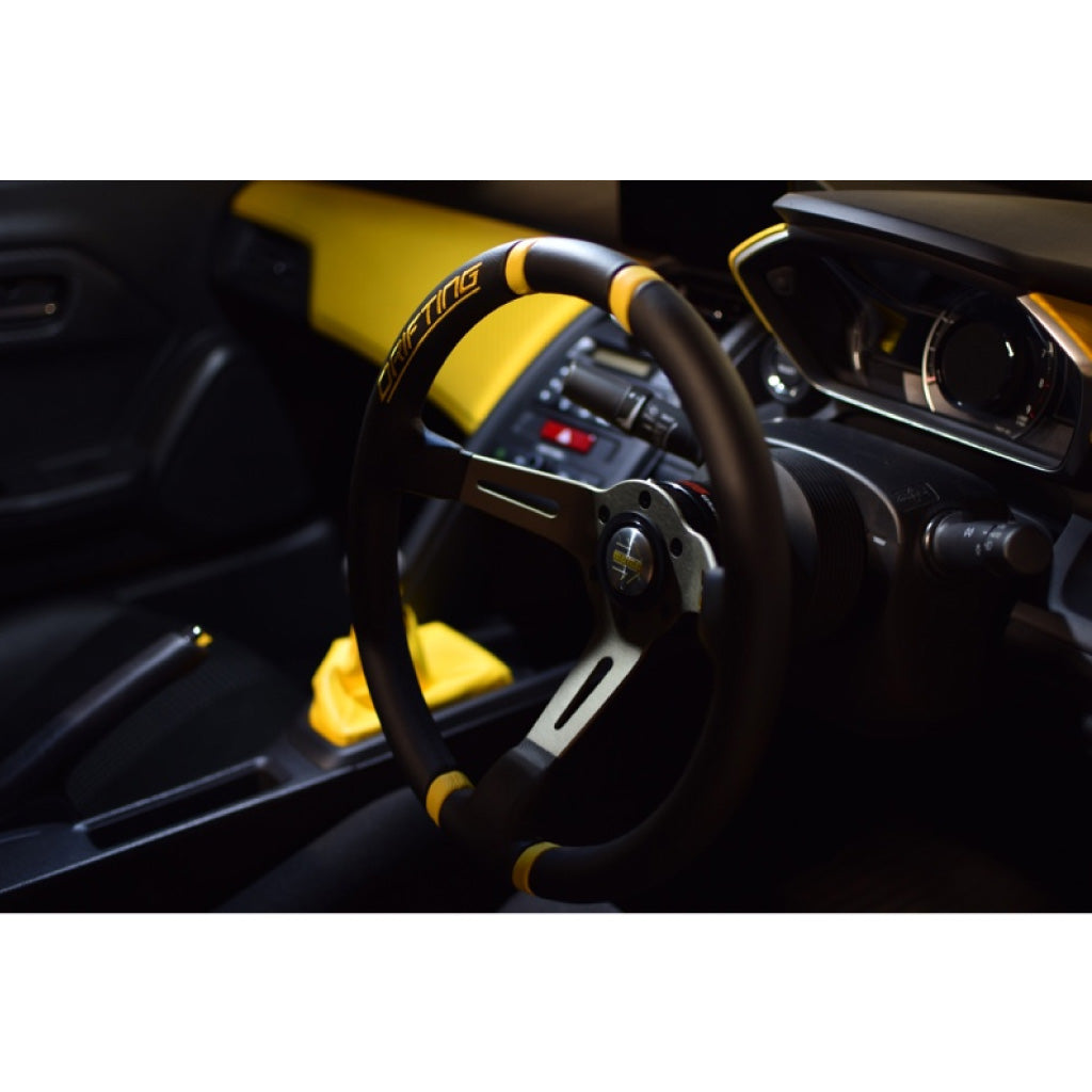 MOMO Drifting Steering Wheel - Black Leather Anthracite Spokes 350mm