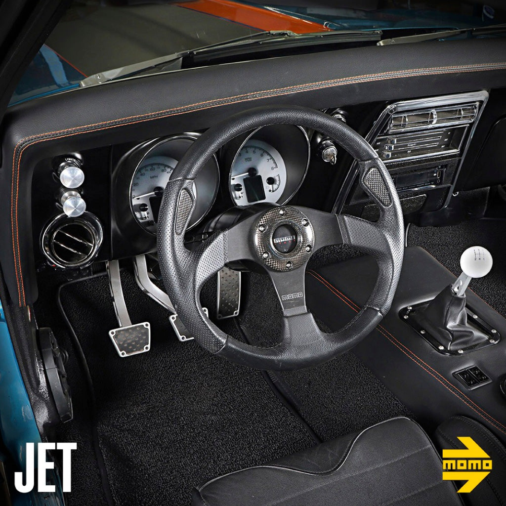 MOMO Jet Steering Wheel - Black Leather Black Spokes 350mm