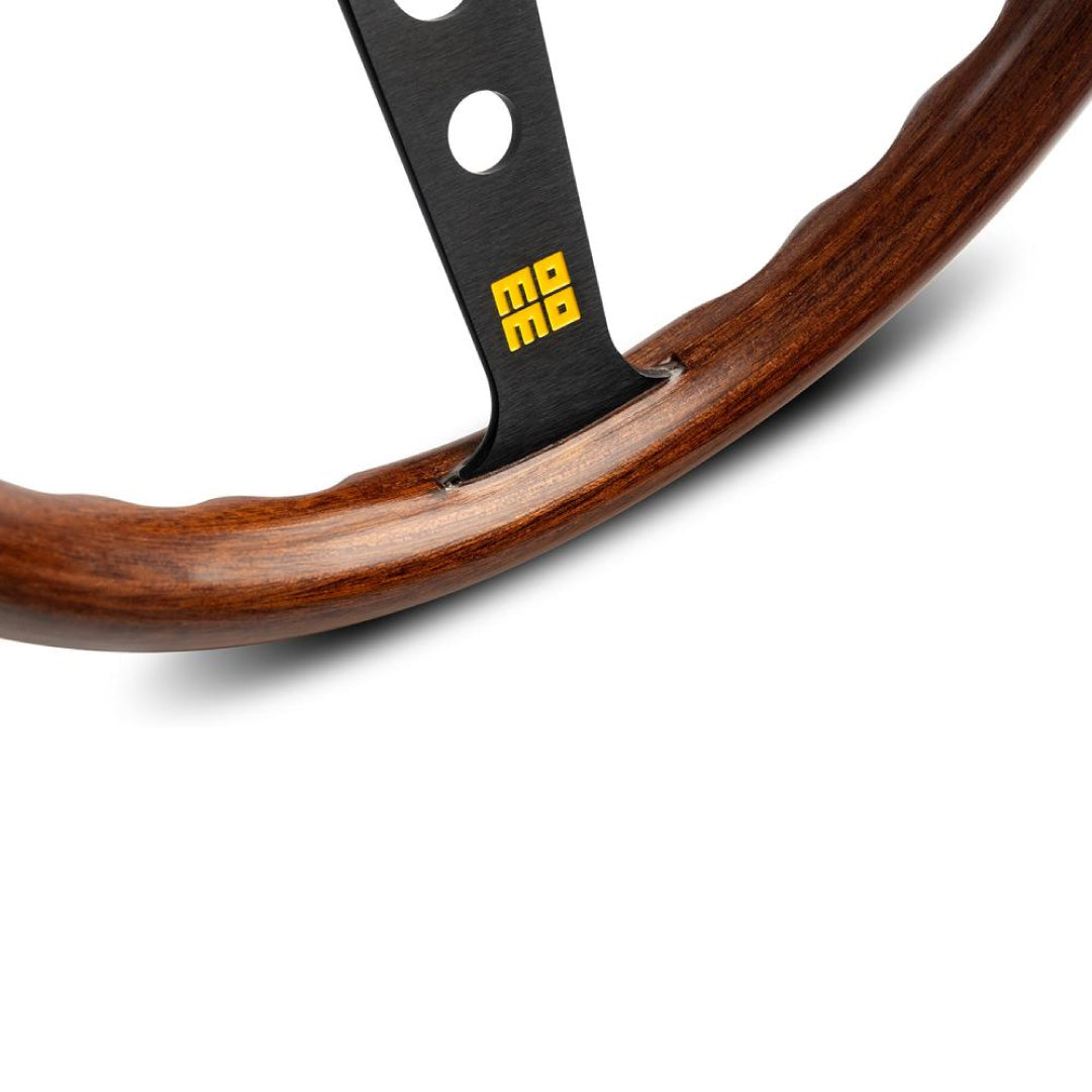 MOMO Mod. 07 Heritage Wood Steering Wheel - Mahogany Wood Black Spokes 350mm