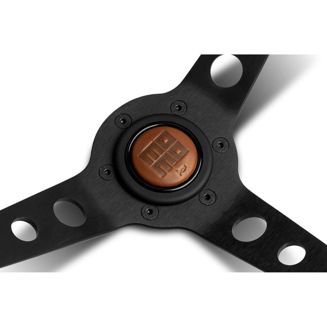 MOMO Mod. 07 Heritage Wood Steering Wheel - Mahogany Wood Black Spokes 350mm