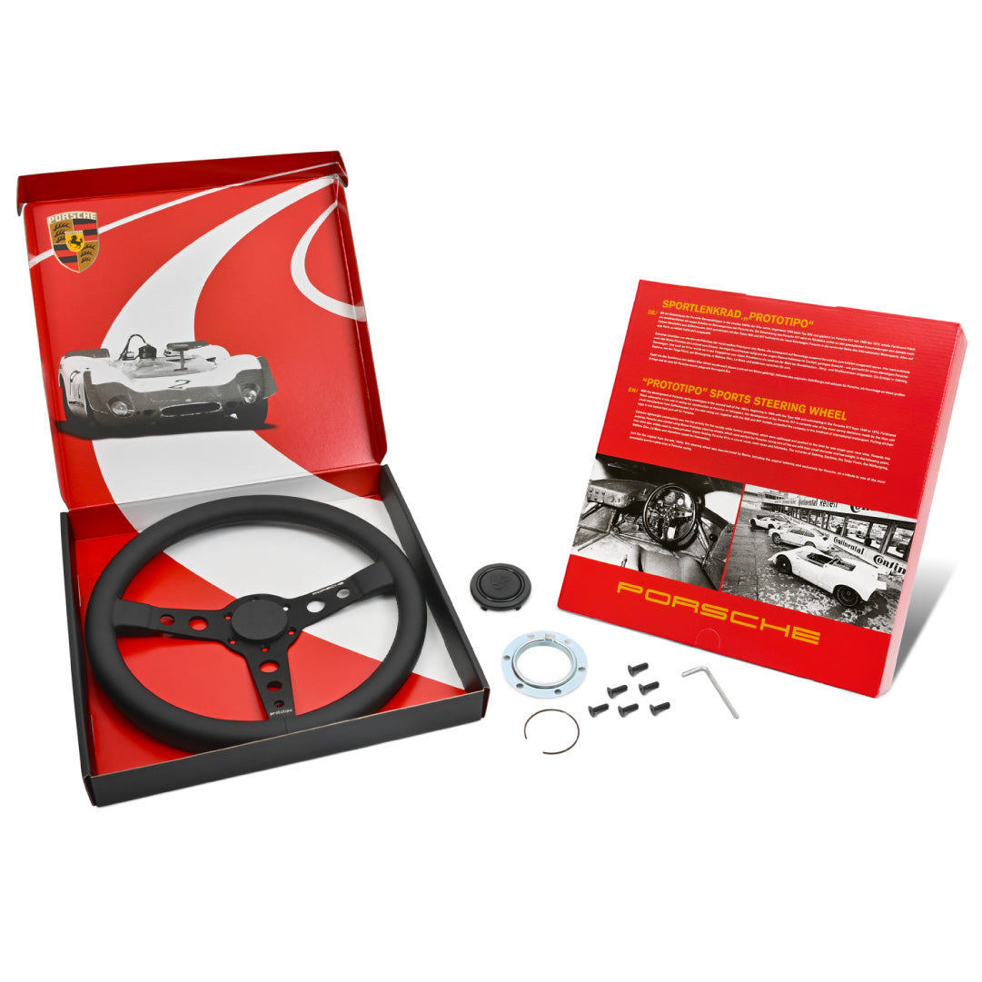 MOMO Porsche Prototipo Classic Performance Steering Wheel - Black Leather Black Spokes 350mm