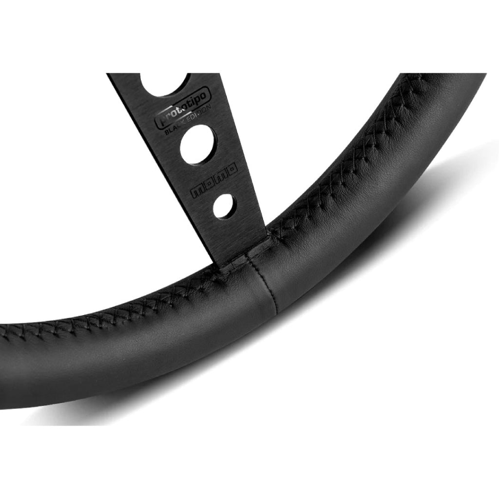 MOMO Prototipo Black Edition Steering Wheel - Black Leather Black Spokes 350mm