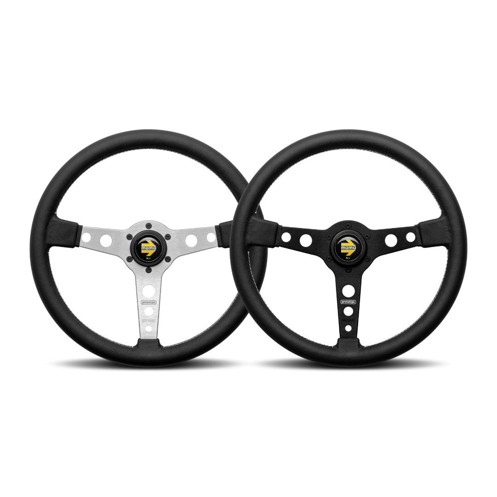 MOMO Prototipo Steering Wheel - Black Leather Black Spokes 370mm