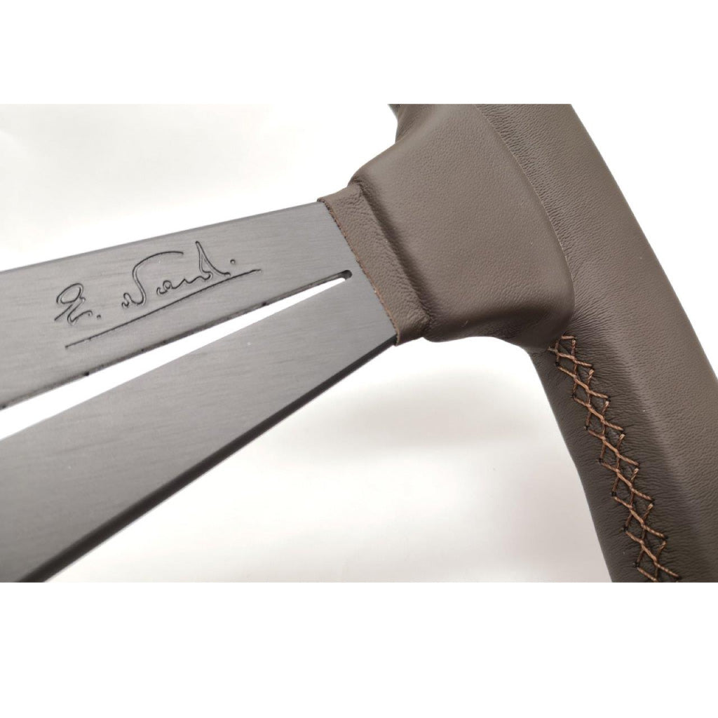 Nardi Deep Corn Revolution Steering Wheel - Brown Leather Brown Stitching Brown Spokes 330mm