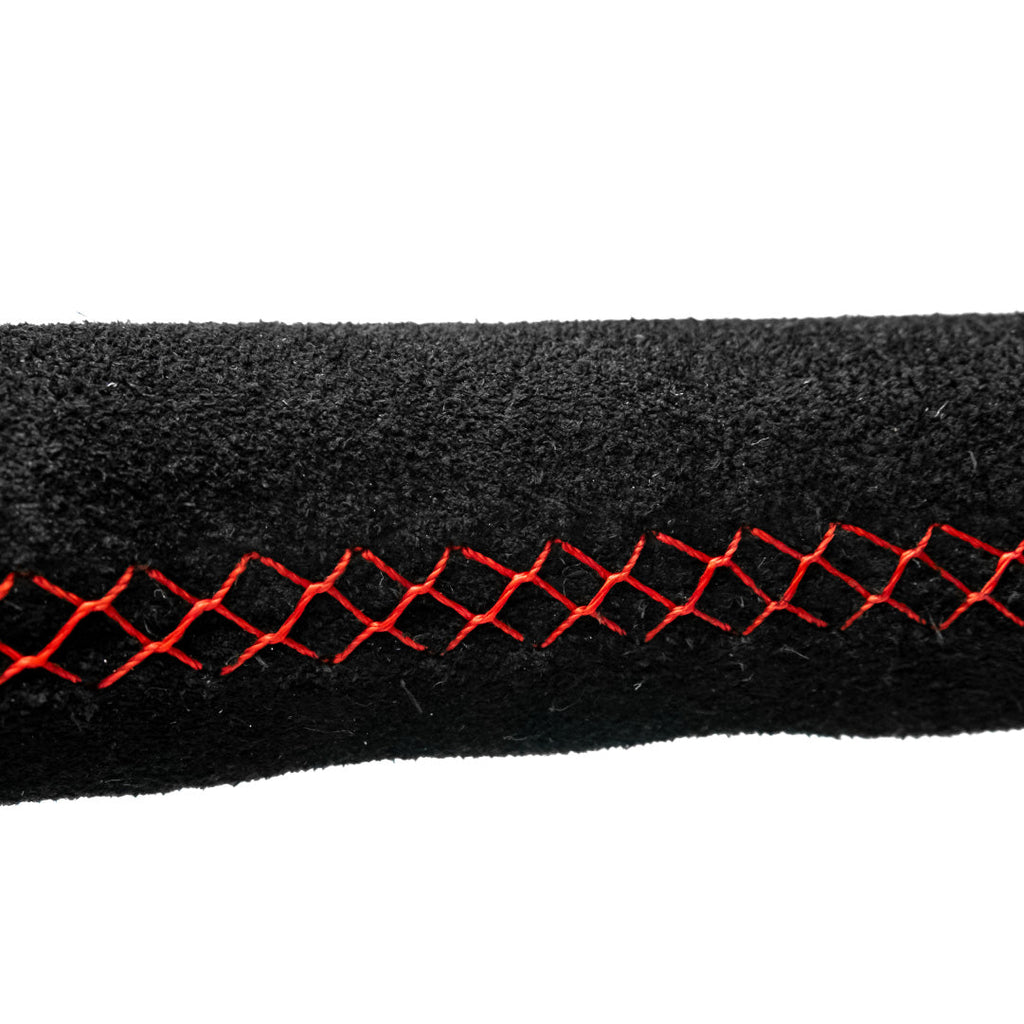 Nardi Deep Corn Steering Wheel - Black Suede Red Stitching Black Spokes 350mm