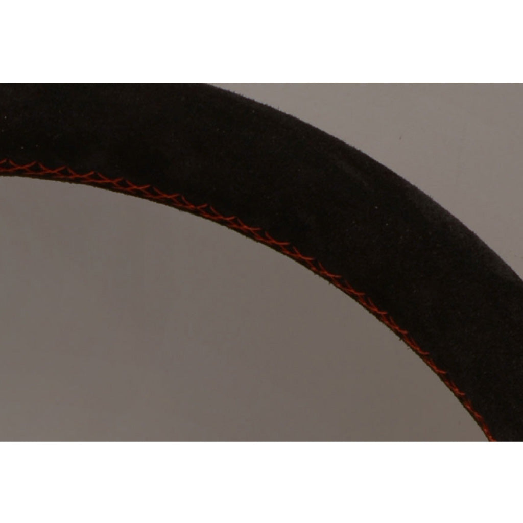 Nardi Deep Corn Steering Wheel - Black Suede Red Stitching Black Spokes 330mm