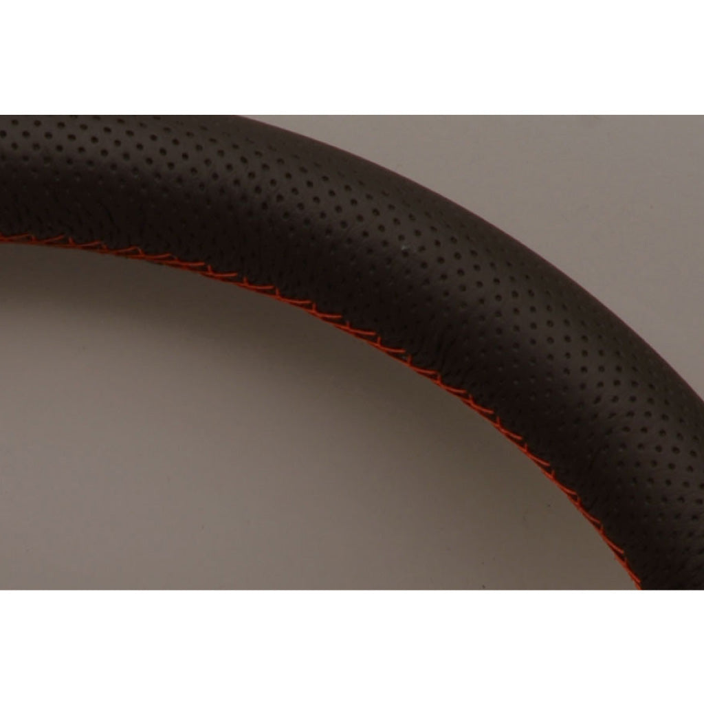 Nardi Deep Corn Steering Wheel - Black Suede Red Stitching Silver Spokes 330mm