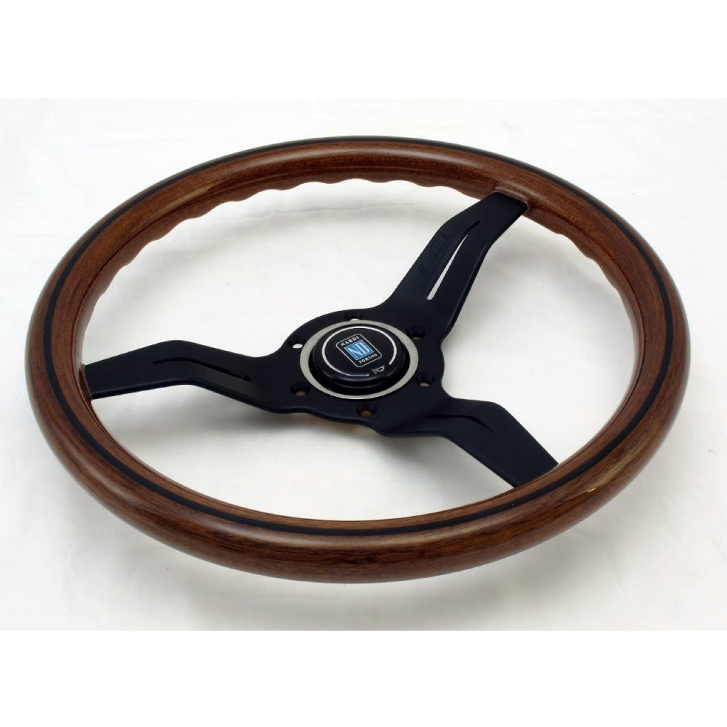 Nardi Deep Corn Steering Wheel - Mahogany Wood Black Spokes 330mm