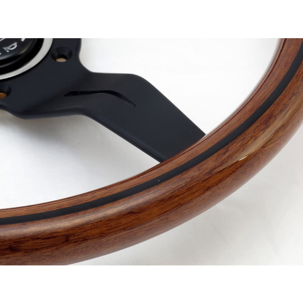 Nardi Deep Corn Steering Wheel - Mahogany Wood Black Spokes 330mm