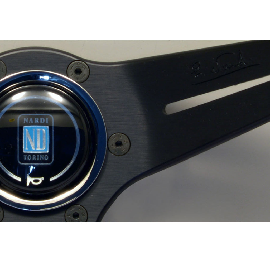 Nardi Deep Corn Steering Wheel - Mahogany Wood Black Spokes 350mm