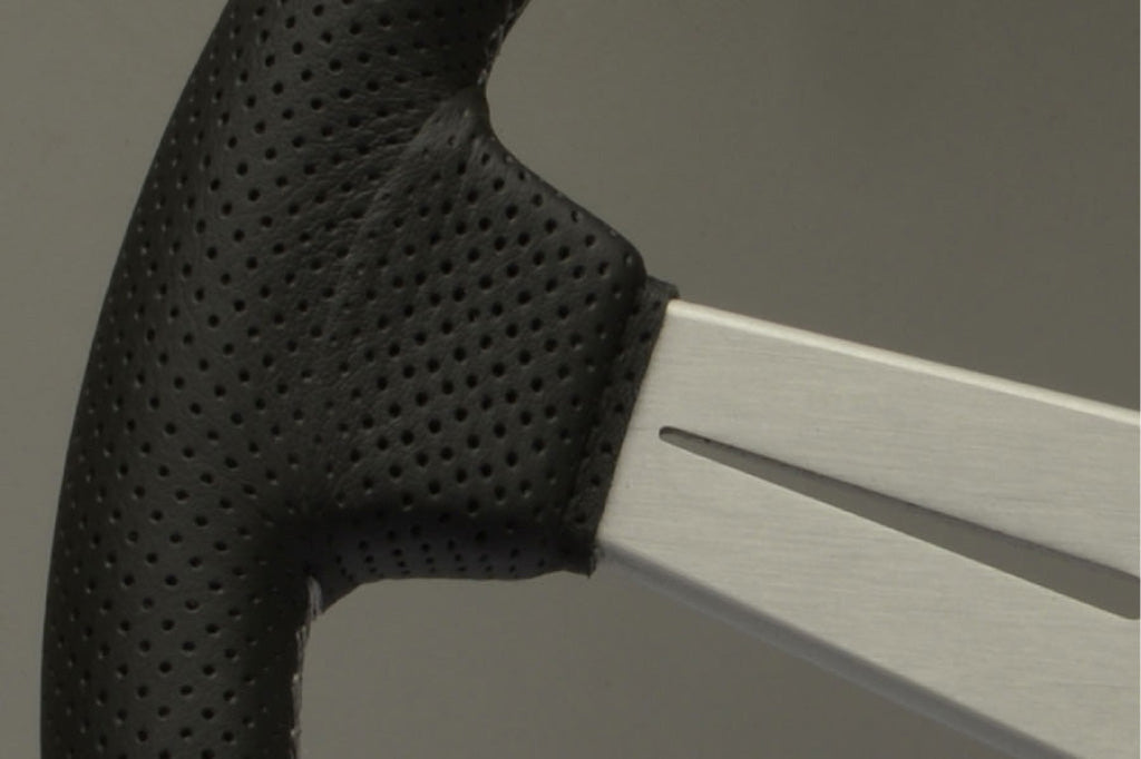 Nardi ND Classic Steering Wheel - Black Leather Silver Spokes 340mm