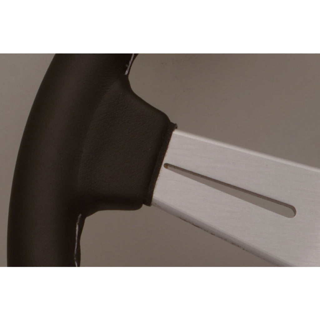 Nardi ND Classic Steering Wheel - Black Leather Silver Spokes 360mm