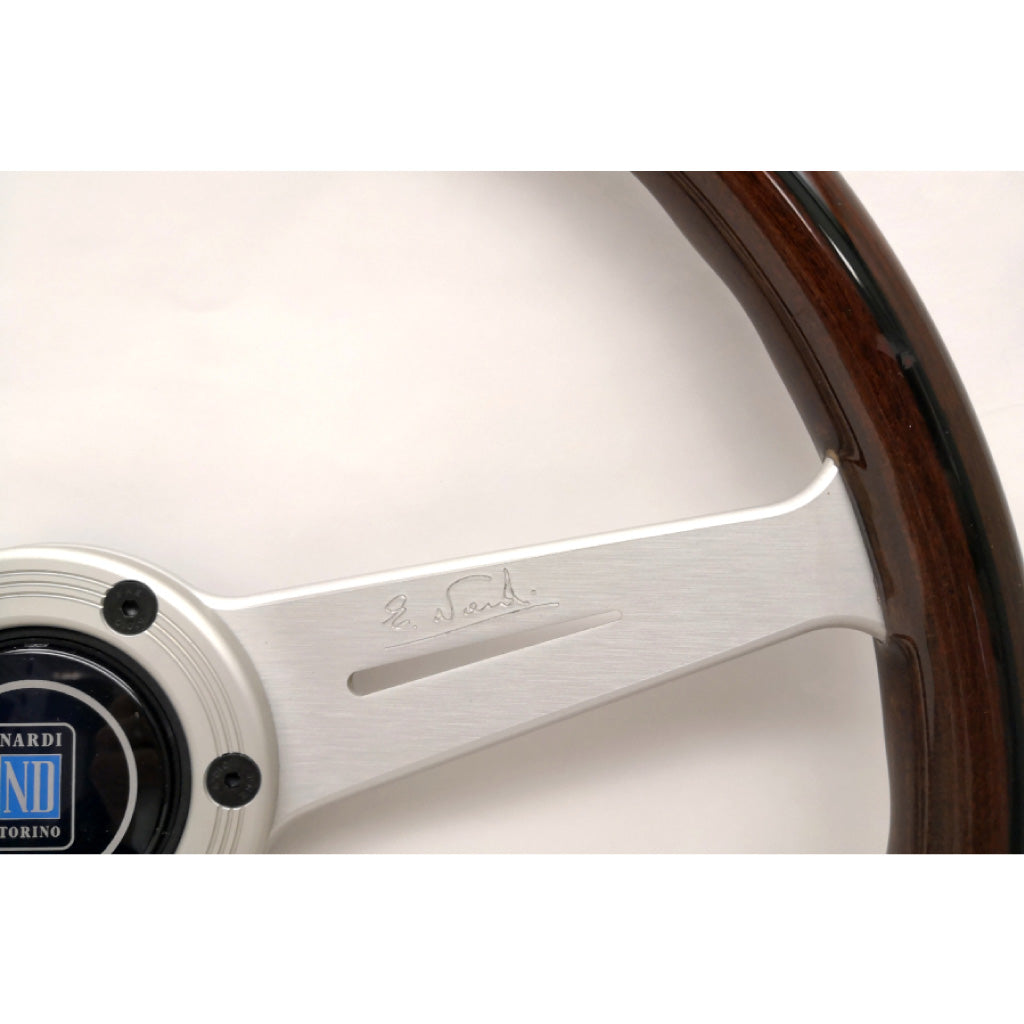 Nardi ND Classic Steering Wheel - Wood Silver Spokes Visible Screws 360mm