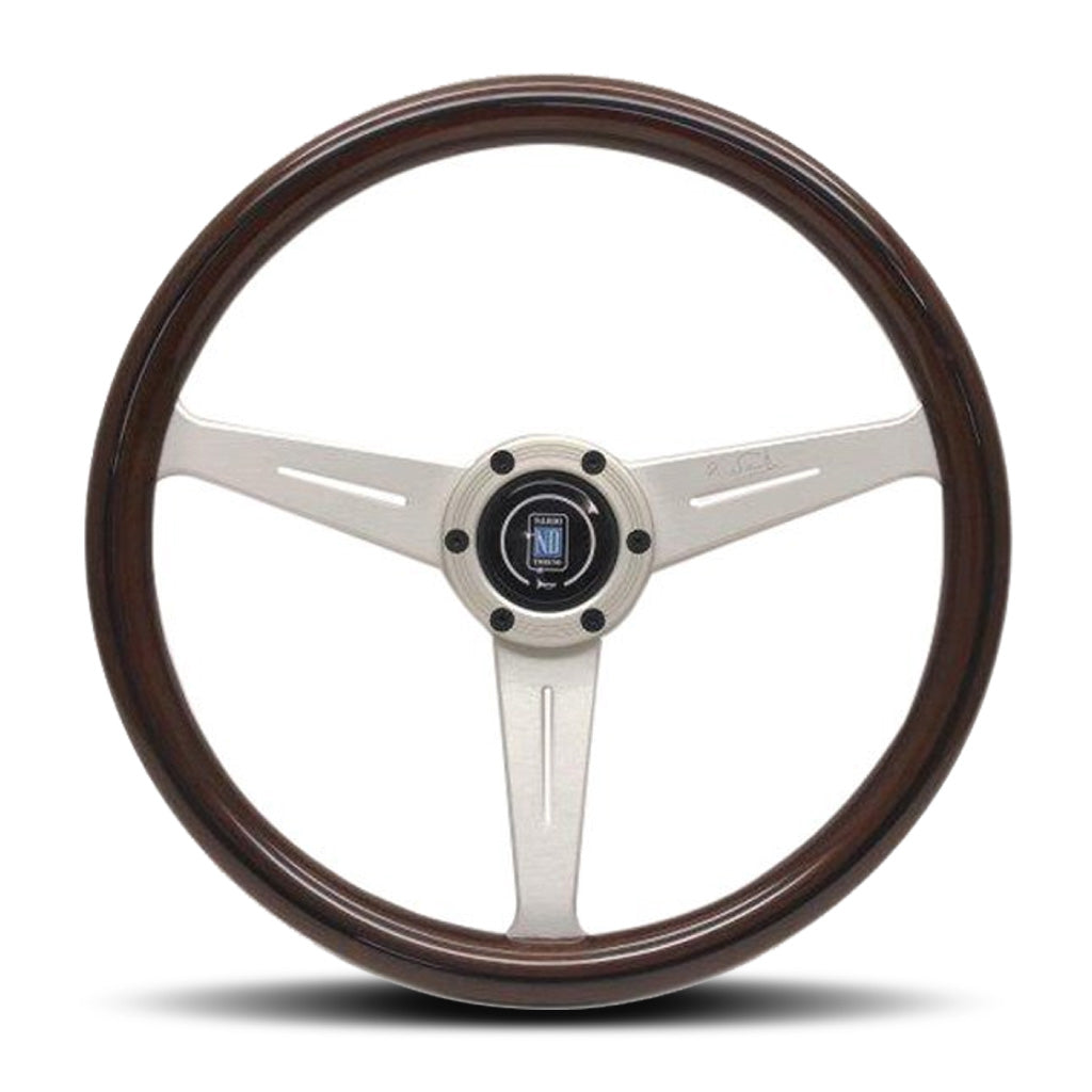 Nardi ND Classic Steering Wheel - Wood Silver Spokes Visible Screws 360mm