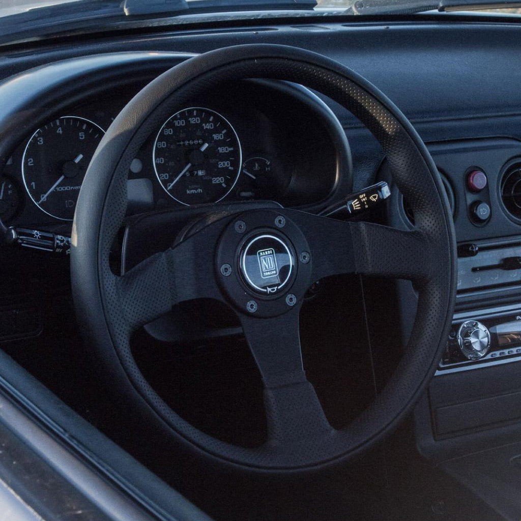 Nardi Twin Line Steering Wheel - BlackLeather Black Spokes 350mm