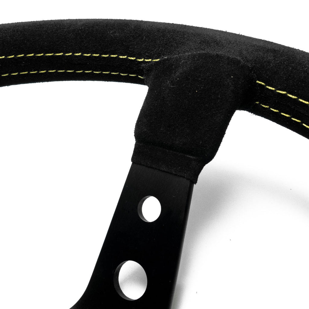 OMP Corsica 330 Steering Wheel - Black Suede Black Spokes 330mm