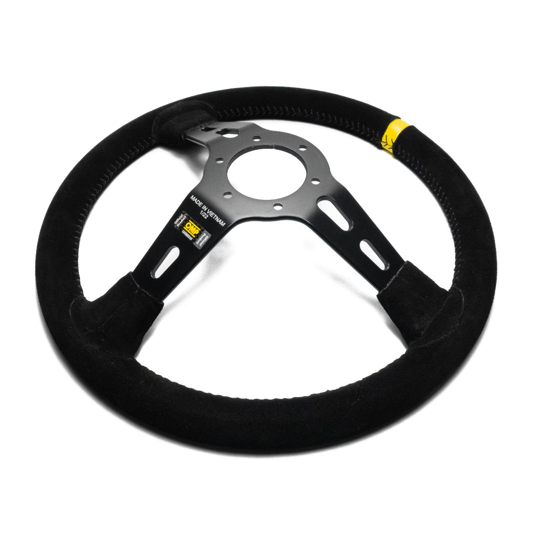 OMP RS Steering Wheel - Black Suede Black Spokes 350mm