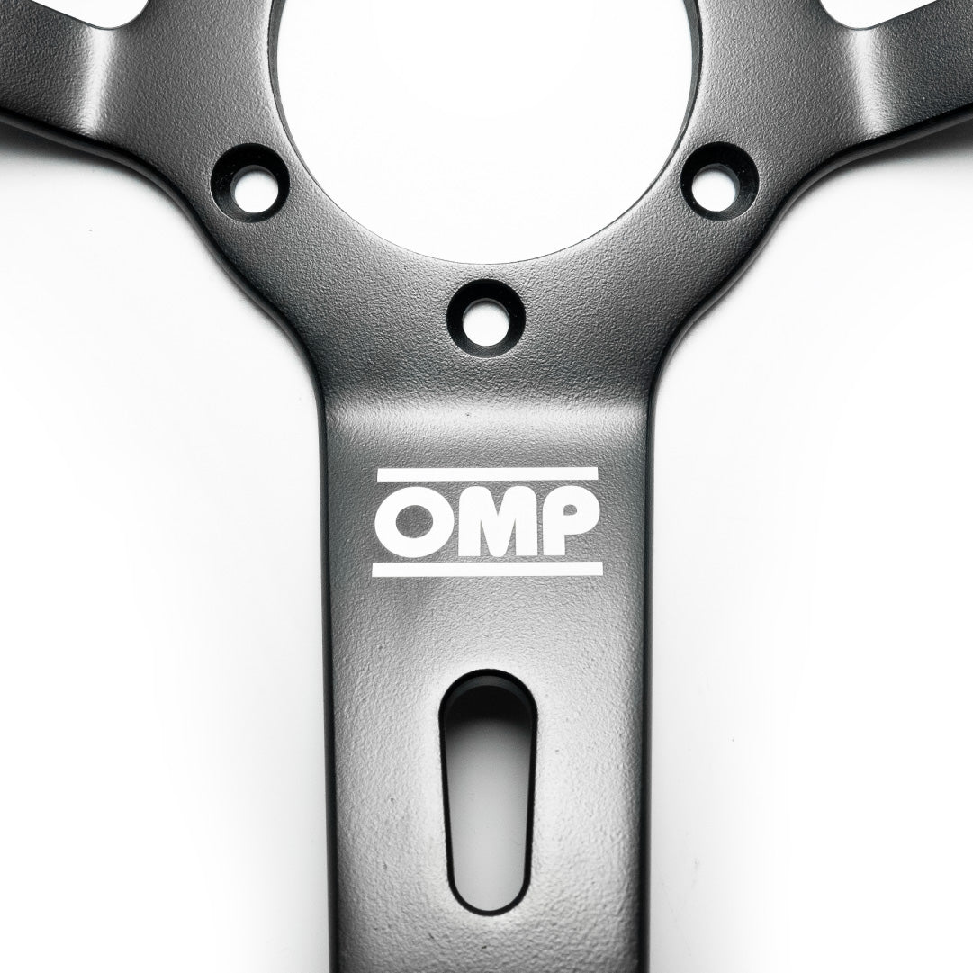 OMP RS Steering Wheel - Black Suede Black Spokes 350mm