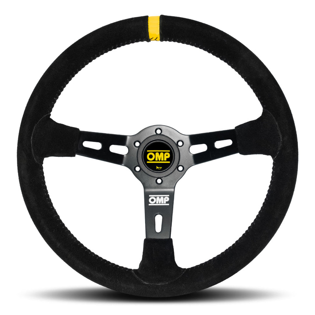OMP RS Steering Wheel - Black Suede Black Spokes 350mm