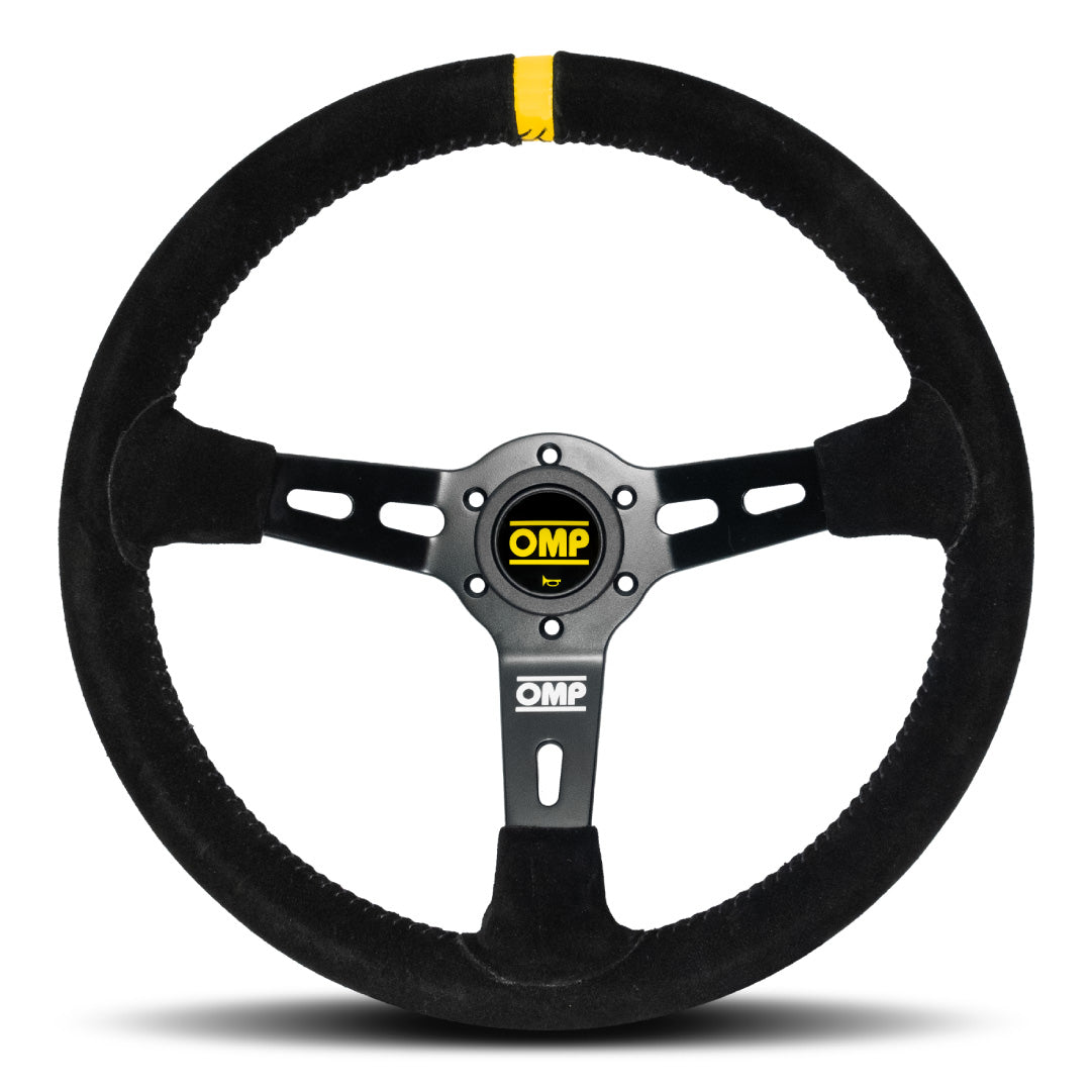 OMP RS Steering Wheel - Black Suede Black Spokes 350mm
