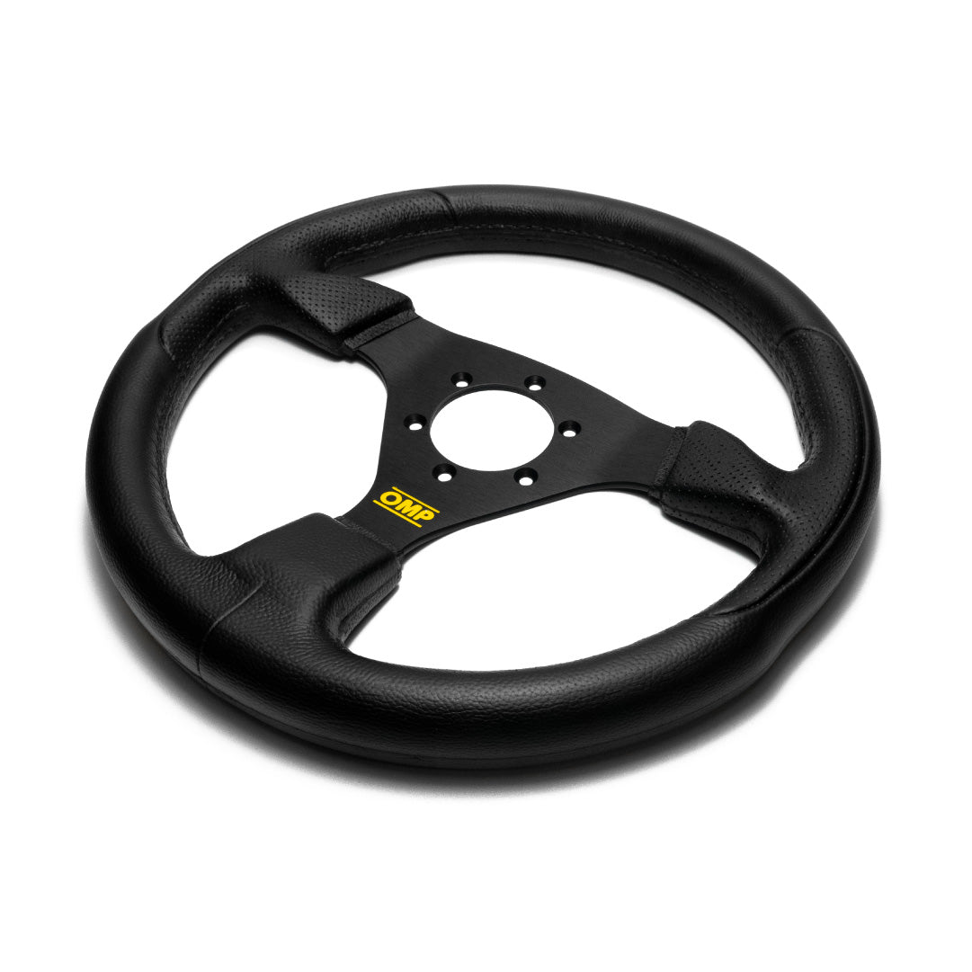OMP Racing GP Steering Wheel - Black Polyurethane Black Spokes 330mm