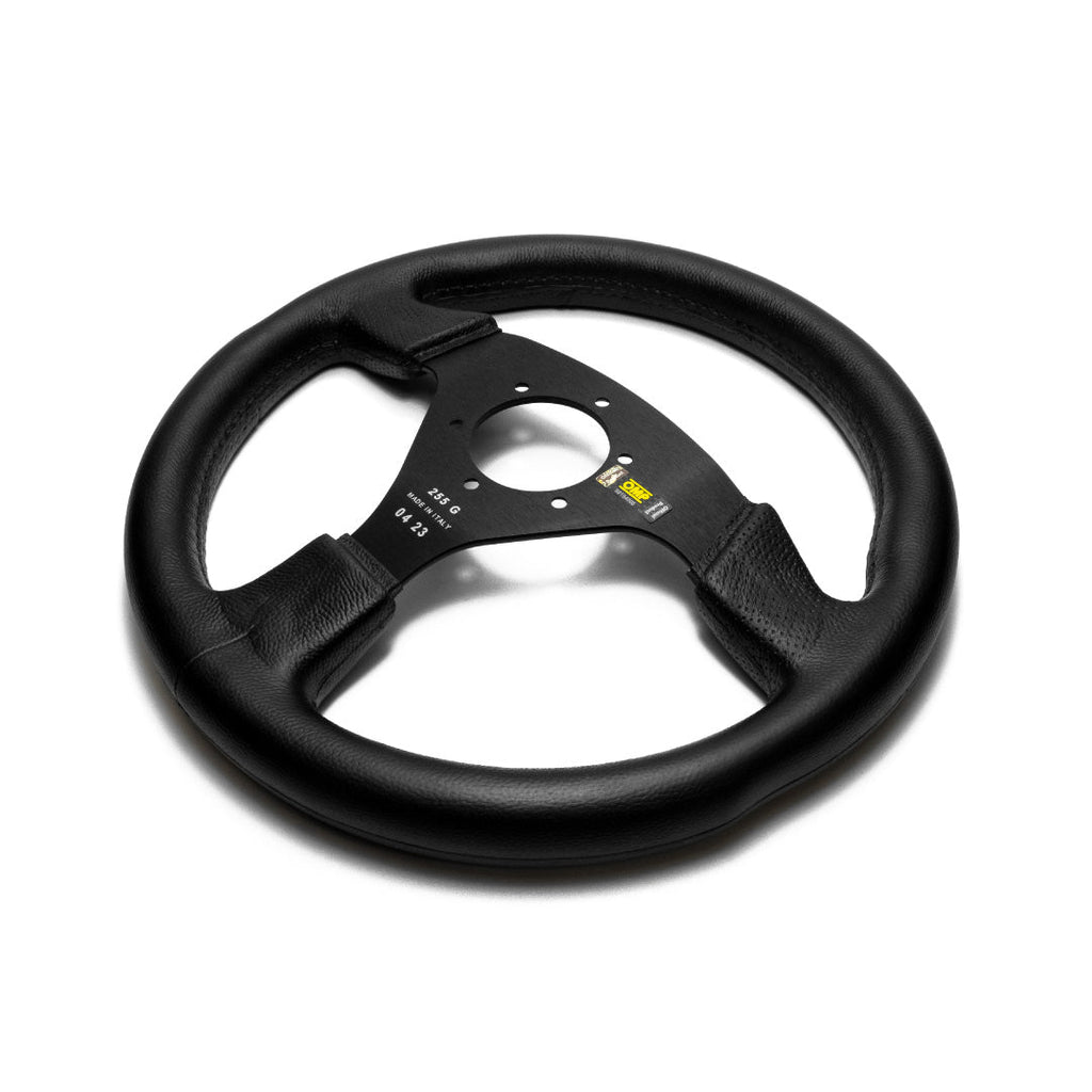 OMP Racing GP Steering Wheel - Black Polyurethane Black Spokes 330mm