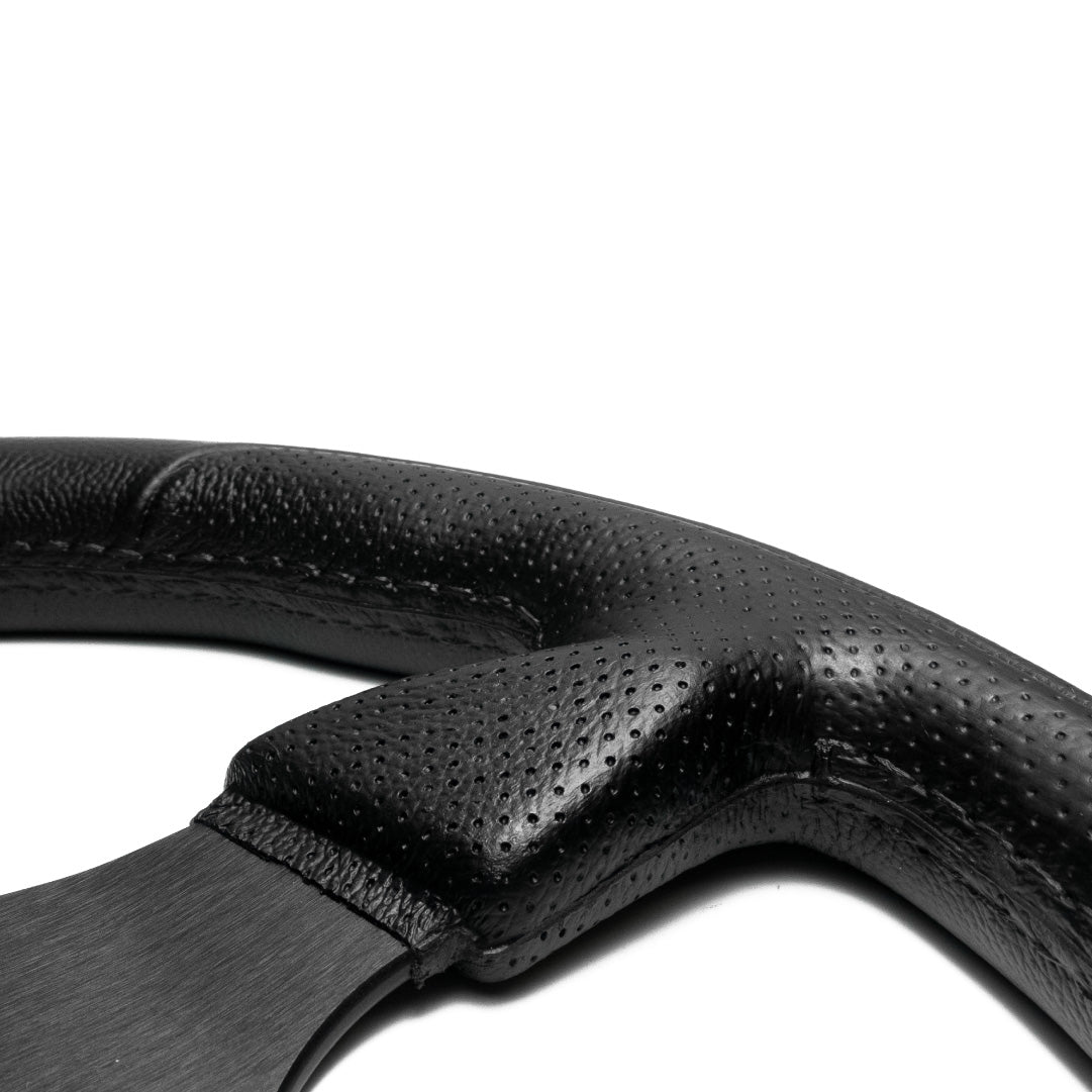 OMP Racing GP Steering Wheel - Black Polyurethane Black Spokes 330mm