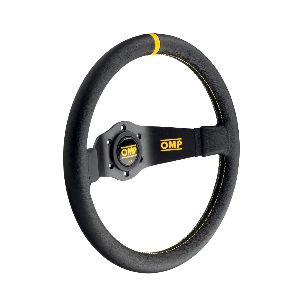 OMP Rally Liscio 2 Spoke Steering Wheel - Black Leather Black Spokes 350mm