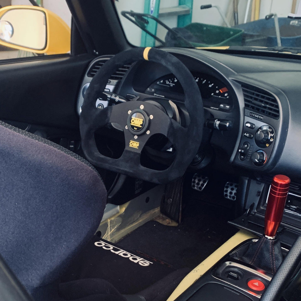 OMP Super Quadro Steering Wheel - Black Suede Black Spokes 330mm