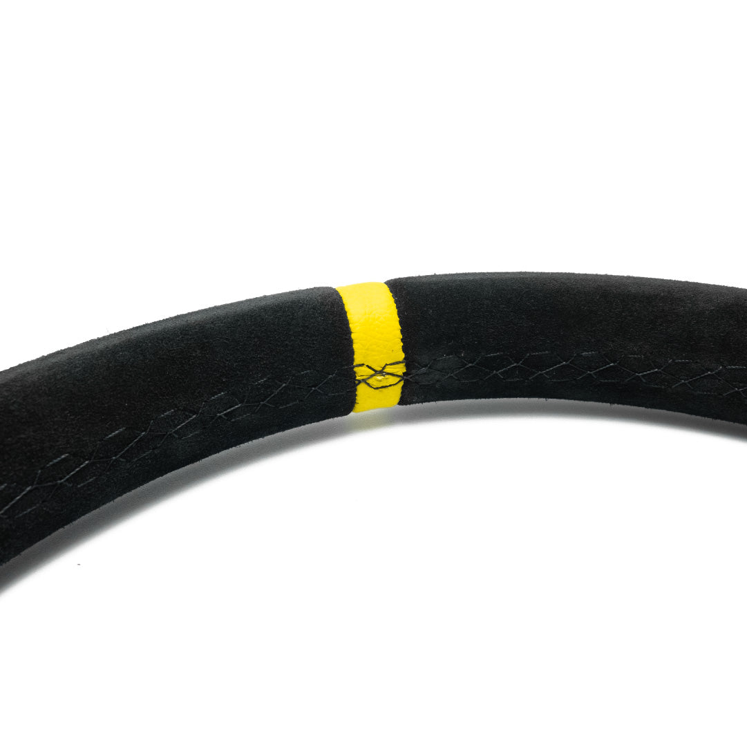 OMP Targa 330 Steering Wheel - Black Suede Black Spokes 330mm