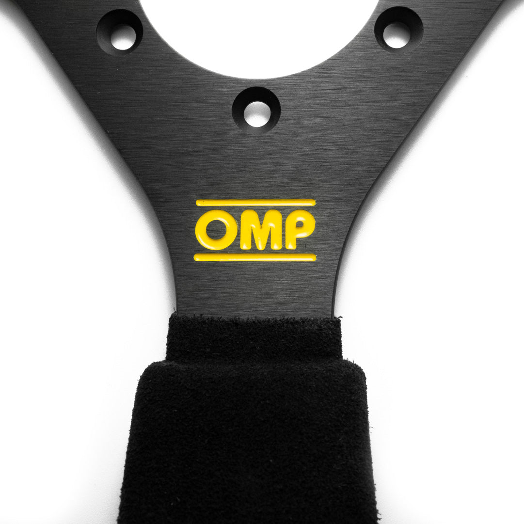 OMP Targa 330 Steering Wheel - Black Suede Black Spokes 330mm