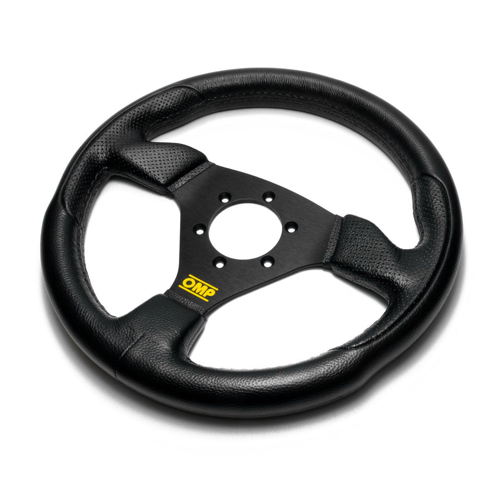 OMP Trecento Uno Steering Wheel - Black Polyurethane Black Spokes 300mm