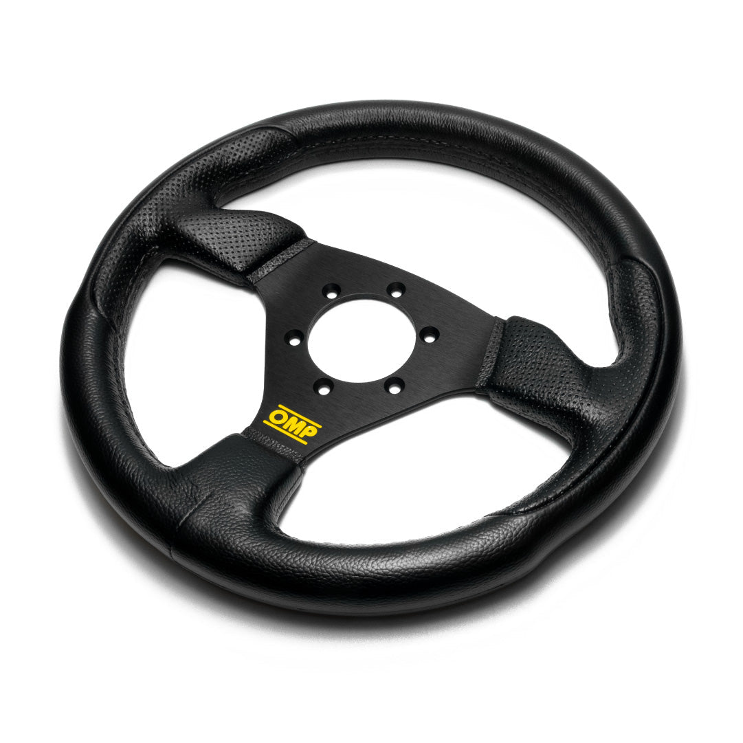 OMP Trecento Uno Steering Wheel - Black Polyurethane Black Spokes 300mm