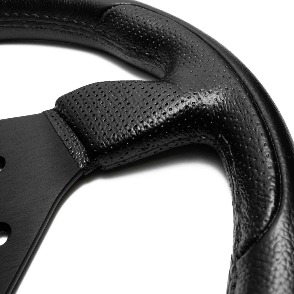 OMP Trecento Uno Steering Wheel - Black Polyurethane Black Spokes 300mm