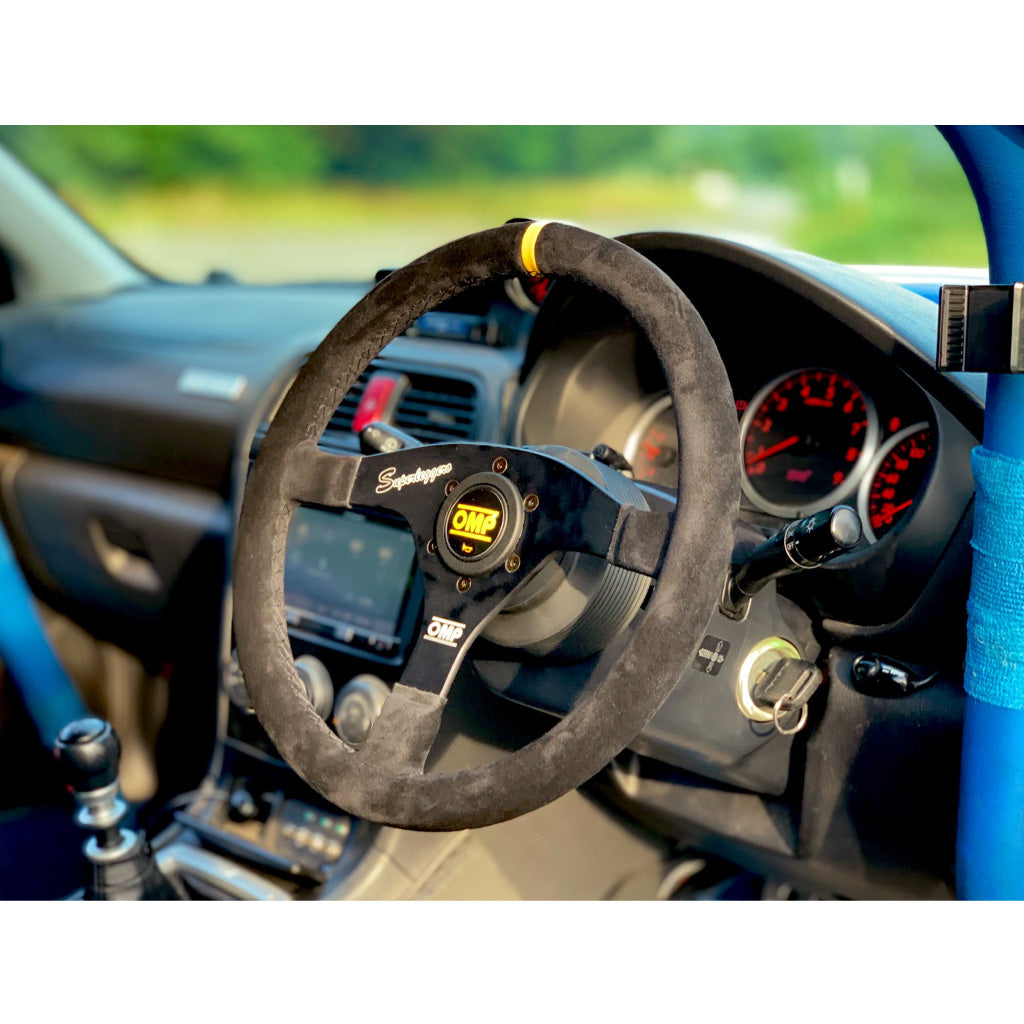OMP VELOCITA SUPERLEGGERO Steering Wheel - Black Suede Black Spokes 350mm
