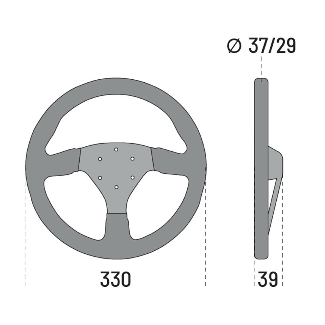 Sparco R383 Champion Steering Wheel - Black Leather Black Spokes 330mm