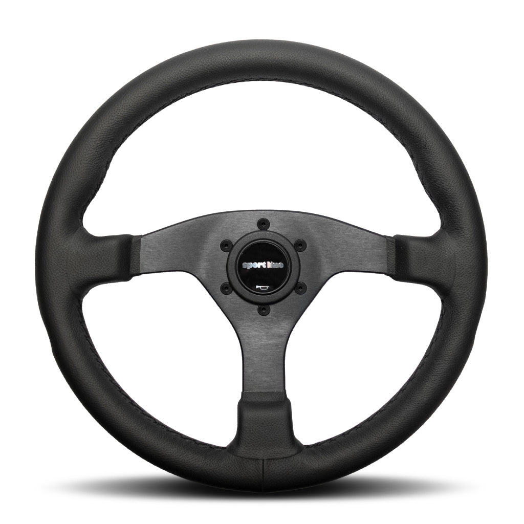 Sport Line Comfort Steering Wheel - Black Leather Black Spokes 350mm