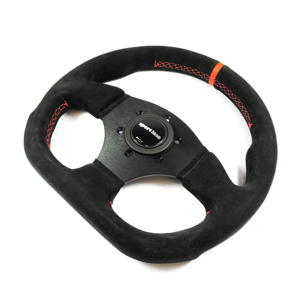 Sport Line Competition Steering Wheel - Black Suede Black Spokes 300mm