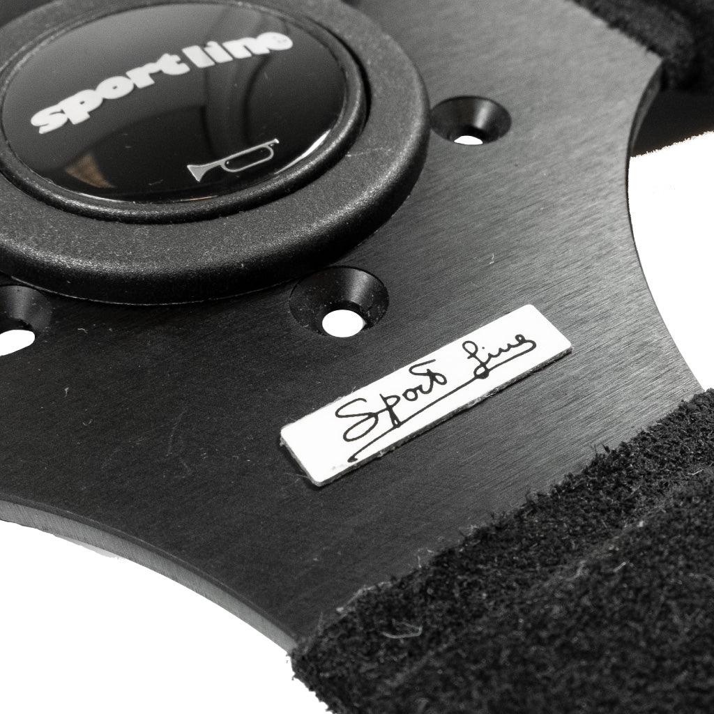 Sport Line Competition Steering Wheel - Black Suede Black Spokes 300mm
