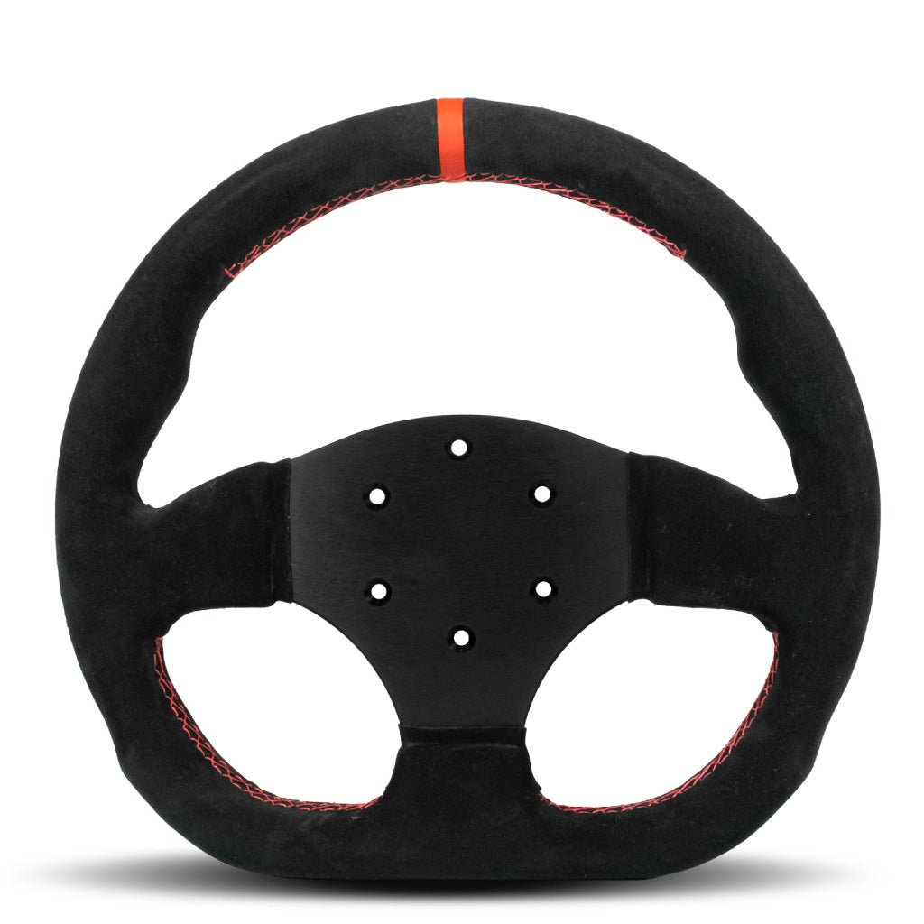 Sport Line Competition Steering Wheel - Black Suede Black Spokes 300mm