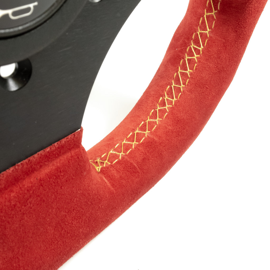 Sport Line Competition Steering Wheel - Red Suede Black Spokes 300mm