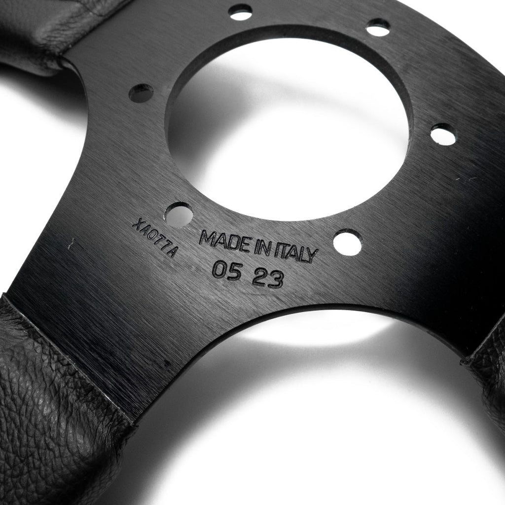 Sport Line Imola 3 Steering Wheel - Black Leather Red Marker Black Spokes 300mm