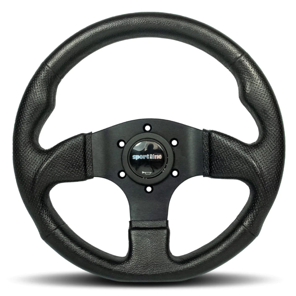 Sport Line Imola 3 Steering Wheel - Black Polyurethane Black Spokes 300mm